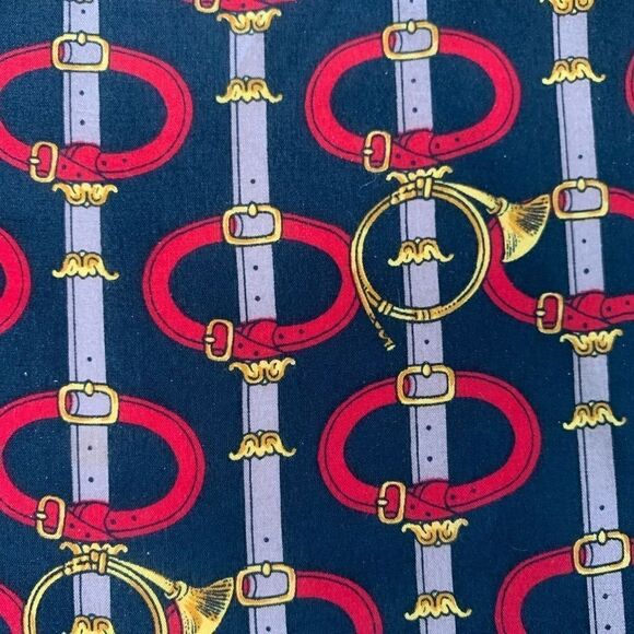 Echo black red gold horns and buckles silk scarf - Picture 3 of 7